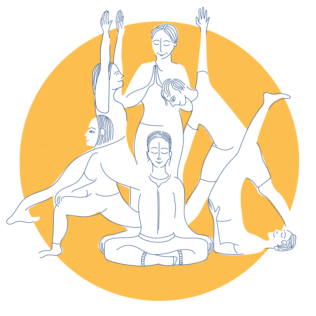 Illustrations de plusieurs postures de yoga